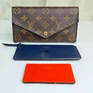 Louis Vuitton Monogram Canvas Wallet with Blue & Orange Accessories